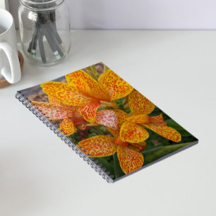 Caderno Espiral Lírio de Cana Amarela com Flores Vermelhas Pontilh