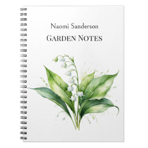 Caderno Espiral Lírio do Vale Aquarela Planta Jardim Amante