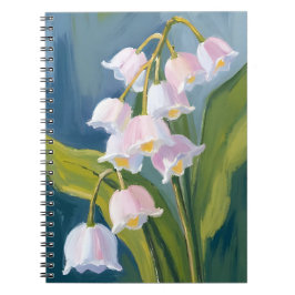 Caderno Espiral Lírio do Vale | Flor Pintada à Aquarela
