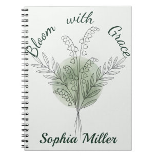 Caderno Espiral Lírio-do-Vale Personalizado Nome Floral Personaliz