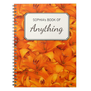 Caderno Espiral Lírios alaranjados do jardim da foto botânica