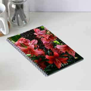 Caderno Espiral Lírios Asiáticos Laranja Floral