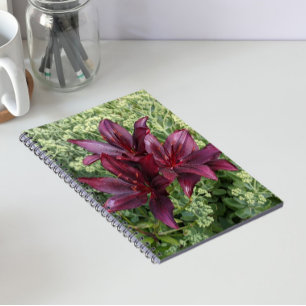 Caderno Espiral Lírios Asiáticos Vermelhos Escuros Floral