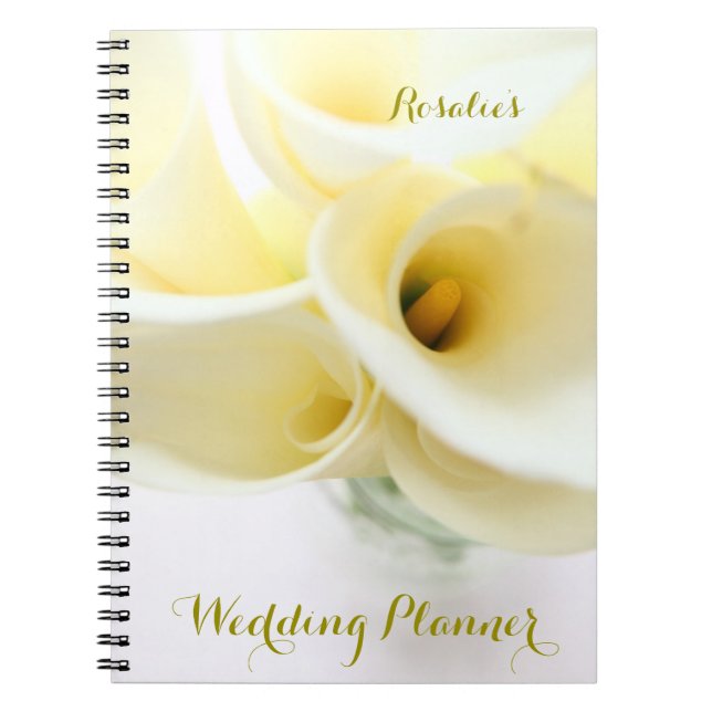 Caderno Espiral Lírios Calla no casamento vaso (Frente)