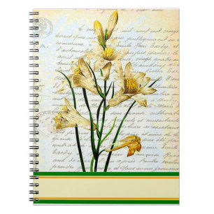 Caderno Espiral lírios e roteiro