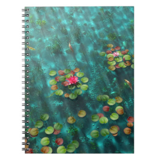 Caderno Espiral Lírios no notebook aquático