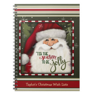 Caderno Espiral Lista de Desejos de Natal das Crianças Vermelho do