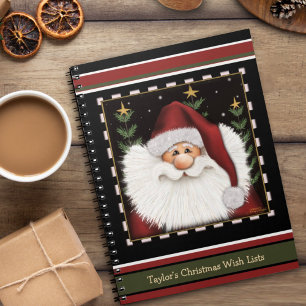 Caderno Espiral Lista de Desejos de Natal do Menino Vermelho Verde