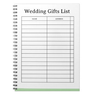 Caderno Espiral Lista de Presentes de Casamento Simples e Personal