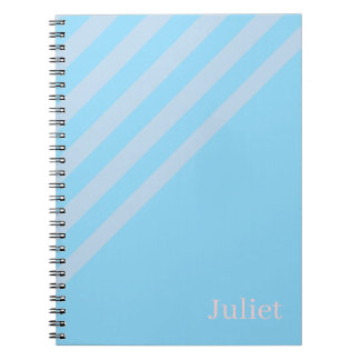 Caderno espiral listra azul fofo