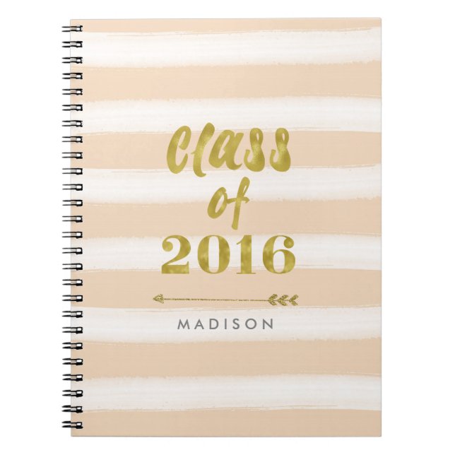 Caderno Espiral Listra da aguarela e classe da folha Dourado do (Frente)