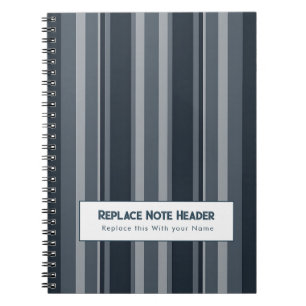 Caderno Espiral Listra Vertical Personalizada Azul Cinza