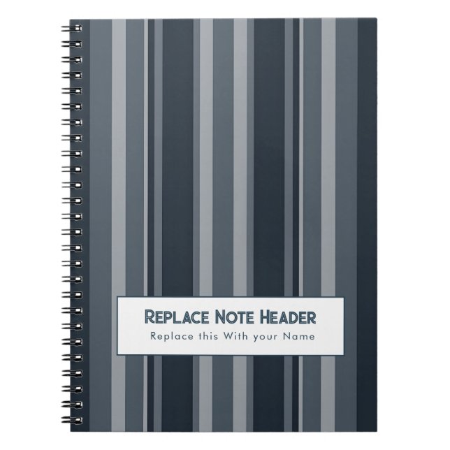 Caderno Espiral Listra Vertical Personalizada Azul Cinza (Frente)