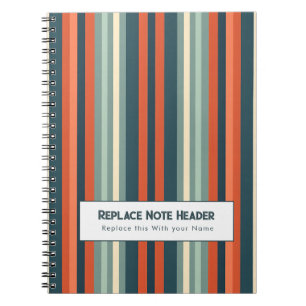 Caderno Espiral Listra Vertical Personalizada Verde Azul Ferrugem