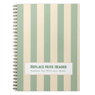 Caderno Espiral Listra Vertical Personalizada Verde Creme