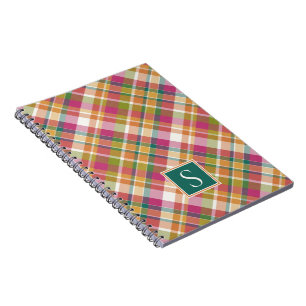Caderno Espiral Listra Xadrez Gingham Vintage Francês Fofo