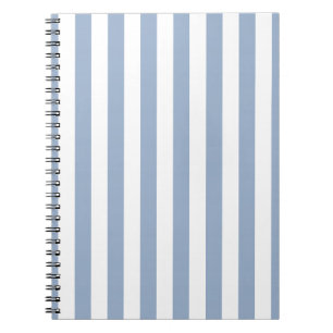 Caderno espiral listrado azul e branco fofo