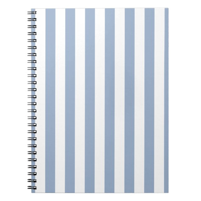 Caderno espiral listrado azul e branco fofo (Frente)