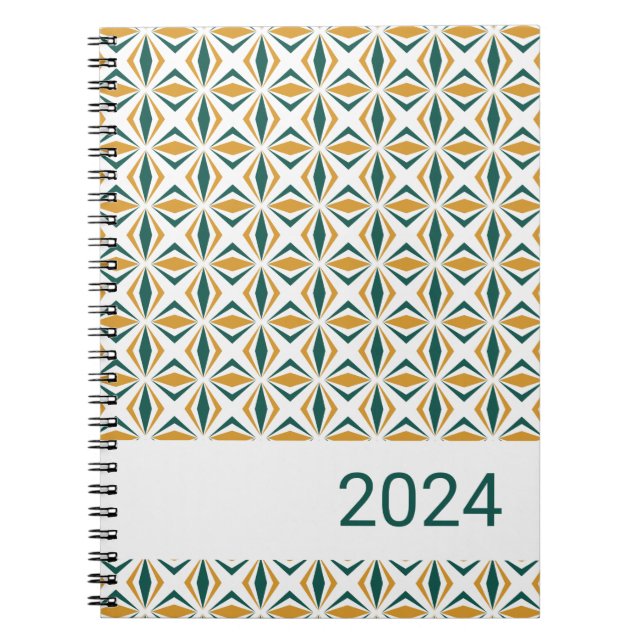 Caderno Espiral Listrado Verde Floresta e Dourado (Frente)