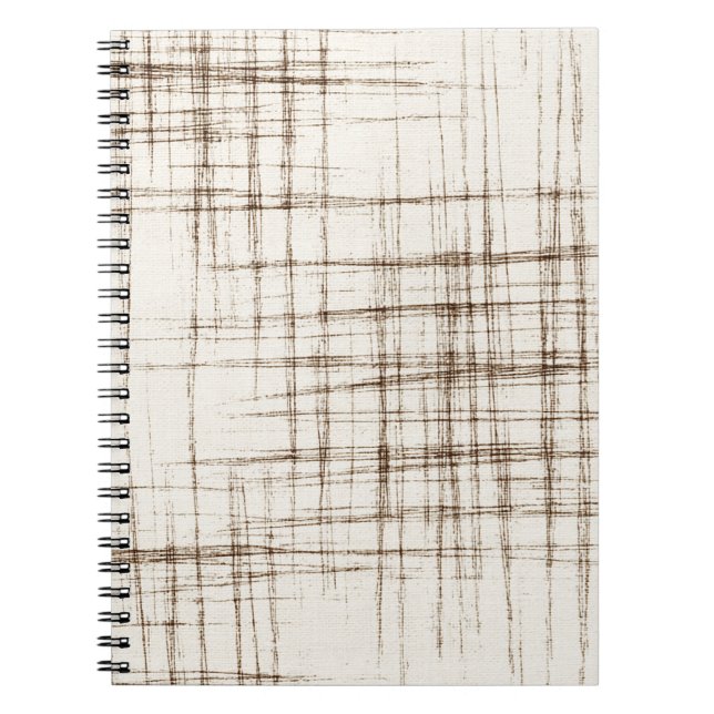 Caderno Espiral Listras Abstratas Creme Marrom (Frente)
