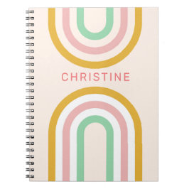 Caderno Espiral Listras Arrancadas Retro Mínimo Cor-de-rosa Pastel