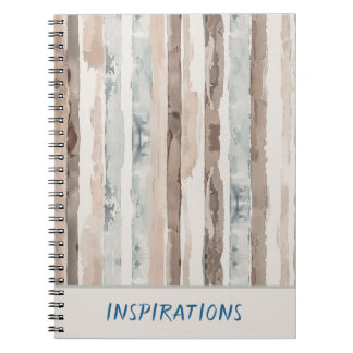 Caderno Espiral Listras Azuis Claras Marrom Creme