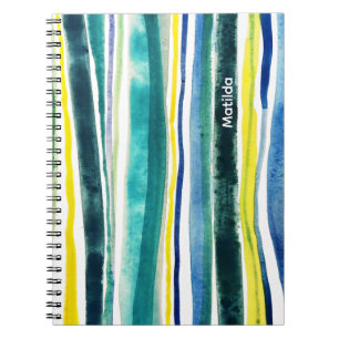 Caderno Espiral Listras azuis e verdes