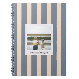 Caderno Espiral Listras azuis largas personalizadas com foto e tex