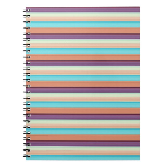 Caderno Espiral Listras azuis marrons fofas  (Frente)
