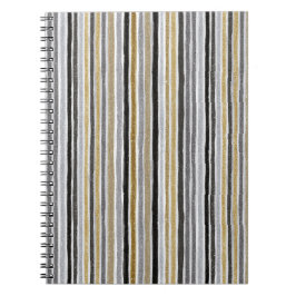 Caderno Espiral Listras Azuis Pretas Prata Dourado