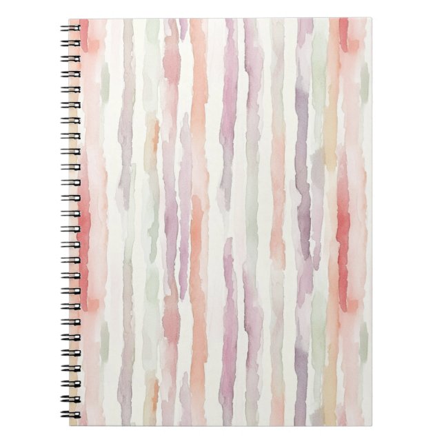 Caderno Espiral Listras Brancas Rosa de Melão Lavanda (Frente)