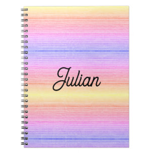 Caderno Espiral Listras coloridas de nome personalizado
