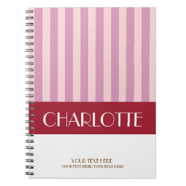 Caderno Espiral Listras Coloridas Elegantes Personalizadas Monogra