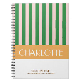 Caderno Espiral Listras Coloridas Elegantes Personalizadas Monogra