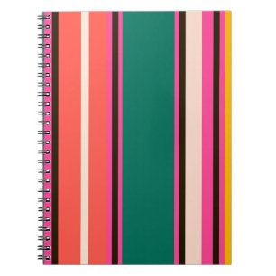 Caderno Espiral Listras coloridas retrorreflectoras, fundo abstrat