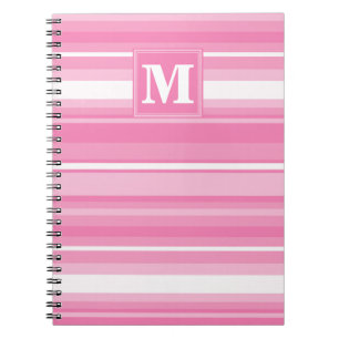 Caderno Espiral Listras cor-de-rosa do monograma