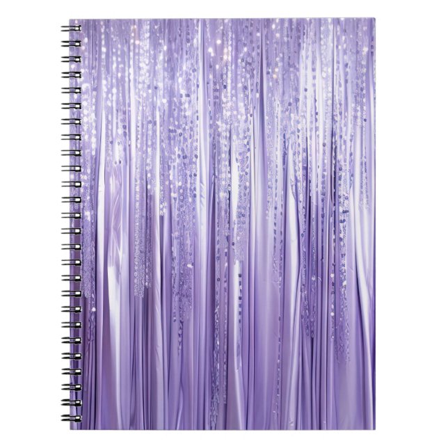 Caderno Espiral Listras de Brilho Roxo (Frente)