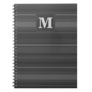 Caderno Espiral Listras de carvão monograma