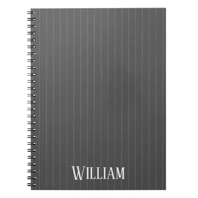 Caderno Espiral Listras de cinza personalizadas (Frente)
