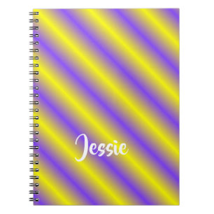 Caderno Espiral Listras de cor amarela e púrpura