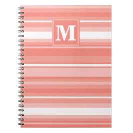Caderno Espiral Listras de coral monograma