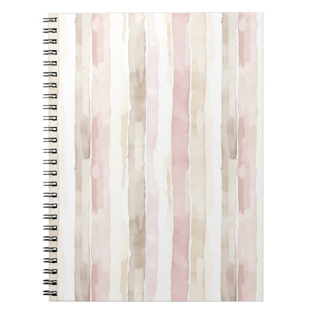 Caderno Espiral Listras de Creme Rosa Bege (Frente)