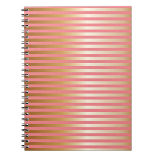 Caderno Espiral Listras de Graduação Rosa Suave e Dourado