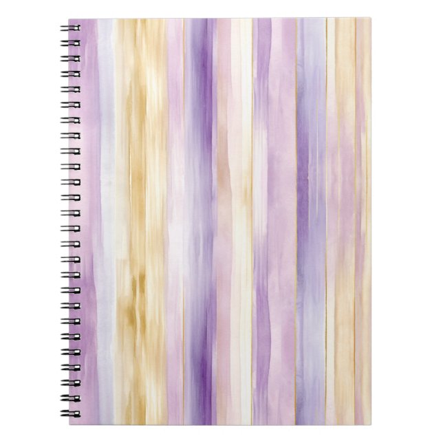 Caderno Espiral Listras de Íris Creme Roxo   (Frente)