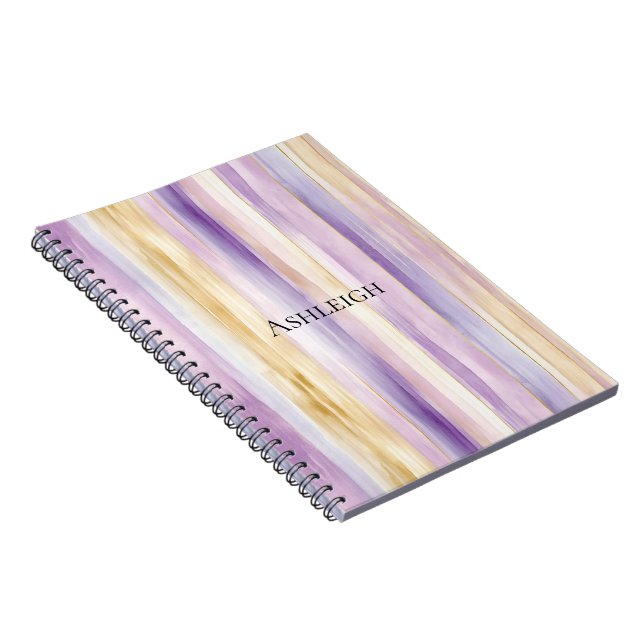 Caderno Espiral Listras de Íris Creme Roxo   (Lado Direito)