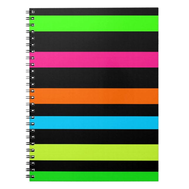 Caderno Espiral Listras de neon (Frente)