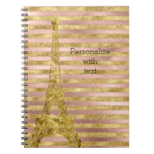 Caderno Espiral Listras de Rosa Glam Torre Eiffel