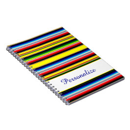 Caderno Espiral Listras de serape brilhante personalizadas