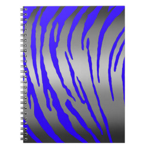 Caderno Espiral Listras de Tigre Prateado Azul