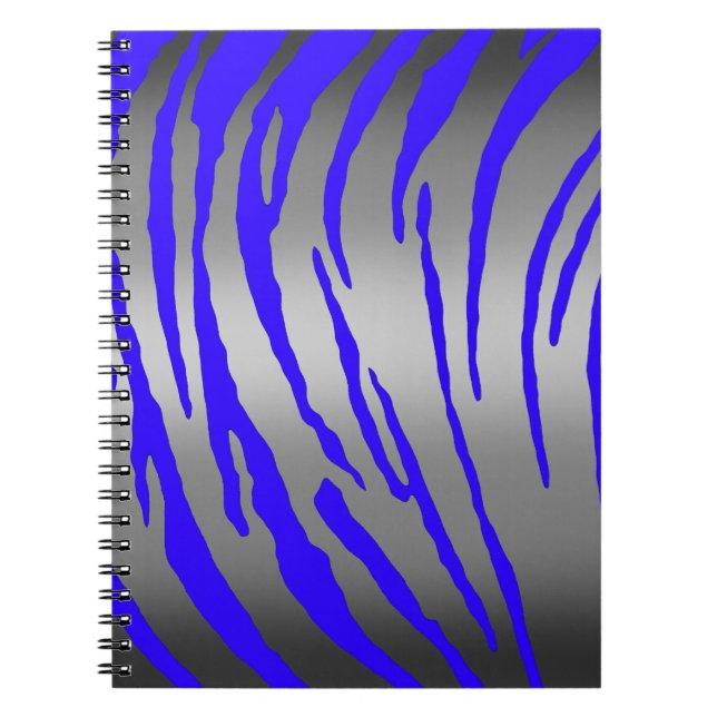 Caderno Espiral Listras de Tigre Prateado Azul (Frente)